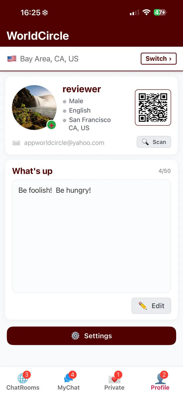 Your profile and QR code